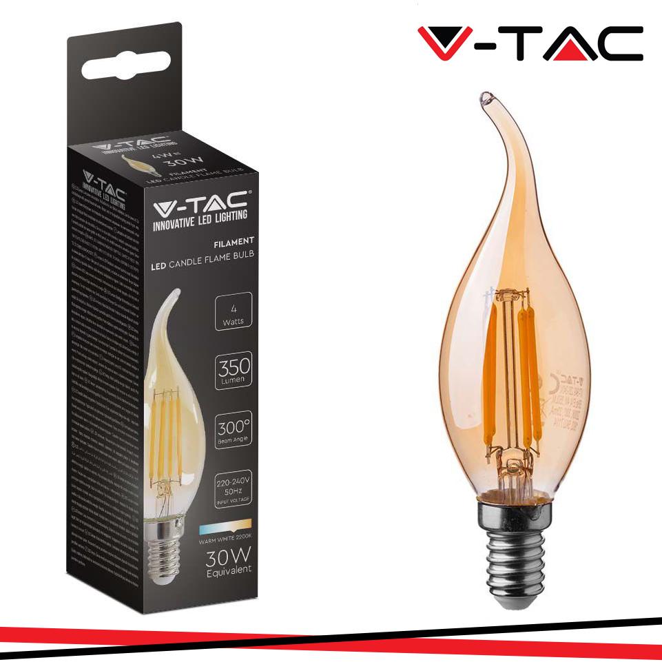 LED LAMPADINA 4W FILAMENTO E14 AMBER COVER CANDELA 2200K