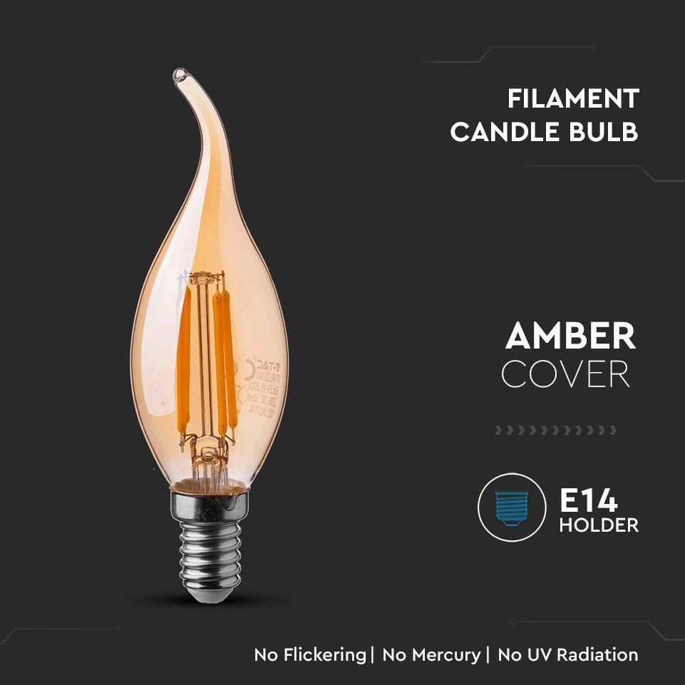 LED LAMPADINA 4W FILAMENTO E14 AMBER COVER CANDELA 2200K