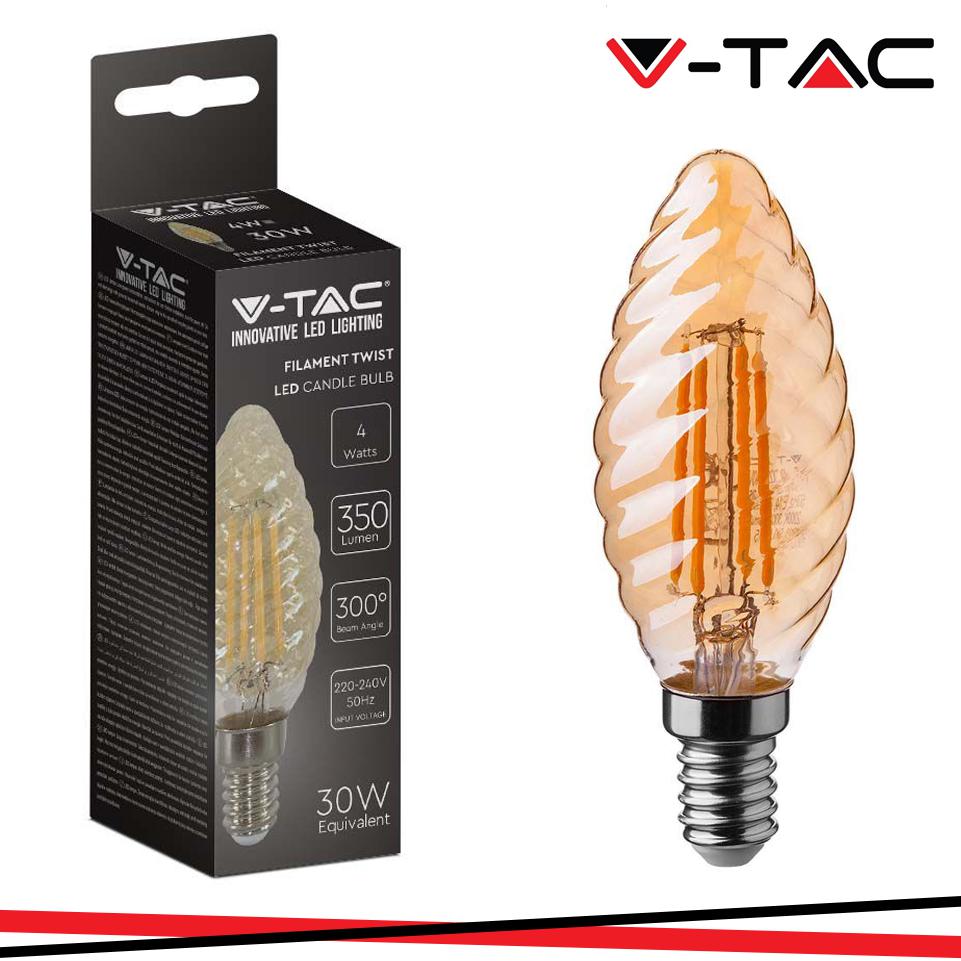 LED LAMPADINA 4W FILAMENTO E14 AMBER COVER CANDELA TWIST 2200K