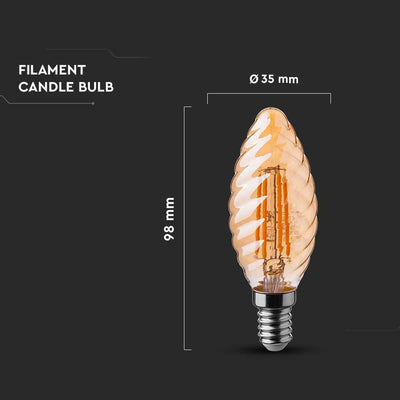 LED LAMPADINA 4W FILAMENTO E14 AMBER COVER CANDELA TWIST 2200K