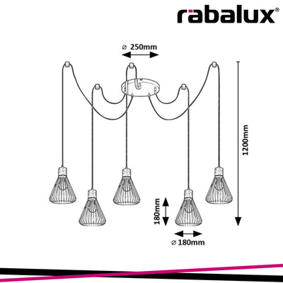 FARFALLE,IND.PENDANT.E27 5XMAX40W, D18CM