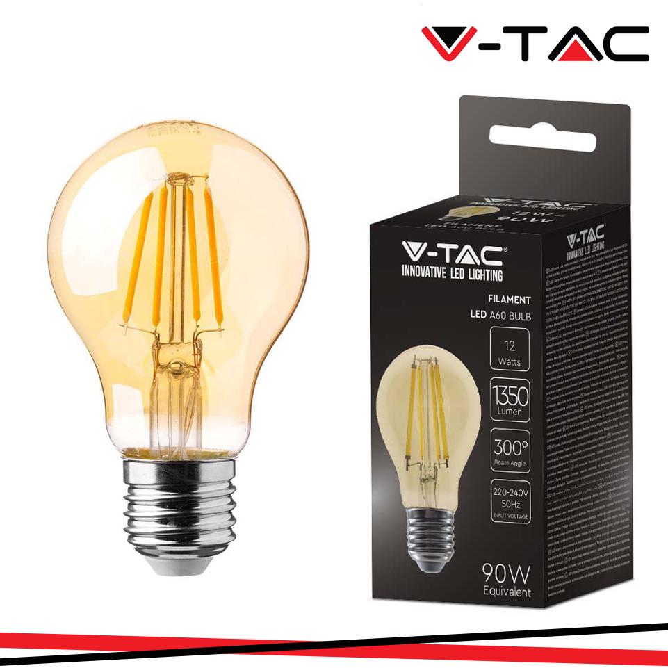 LED LAMPADINA 12W FILAMENTO E27 A60 AMBER COVER 2200K