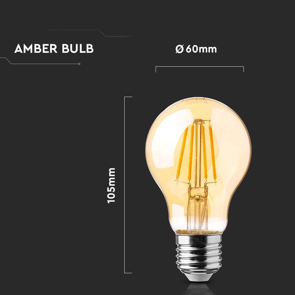 LED LAMPADINA 12W FILAMENTO E27 A60 AMBER COVER 2200K