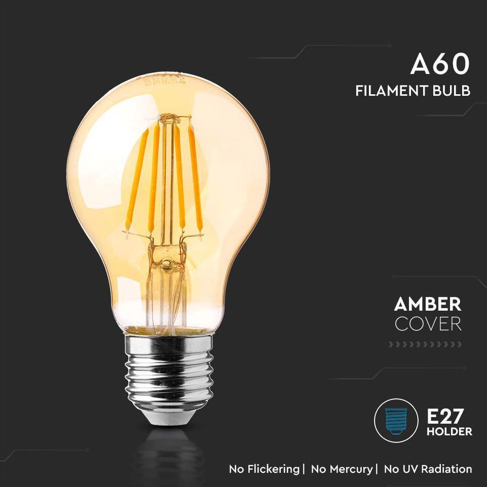 LED LAMPADINA 12W FILAMENTO E27 A60 AMBER COVER 2200K