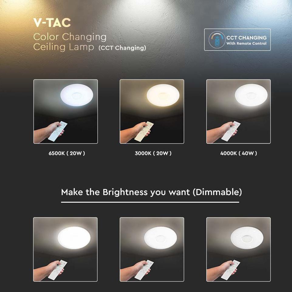 20W-40W-20W PLAFONIERA LED ROTONDA 60W CON TELECOMANDO CAMBIA COLORE 3 IN 1 EFFETTO STELLATO D: DIMMERABILE   350   ROUN