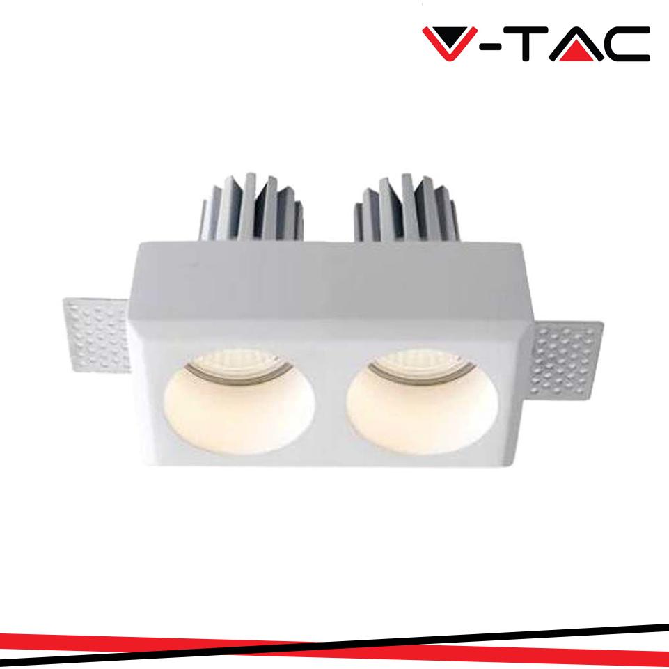 2XGU10 FITTING BIANCO TONDO GESSO