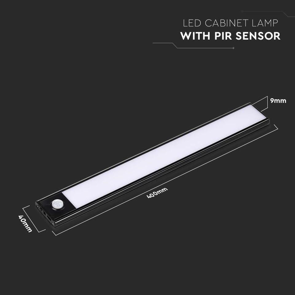 2W LED LAMPADA PER ARMADIO RICARICABILE CON CON SENSOREE CORPO NERO 4000K IP20