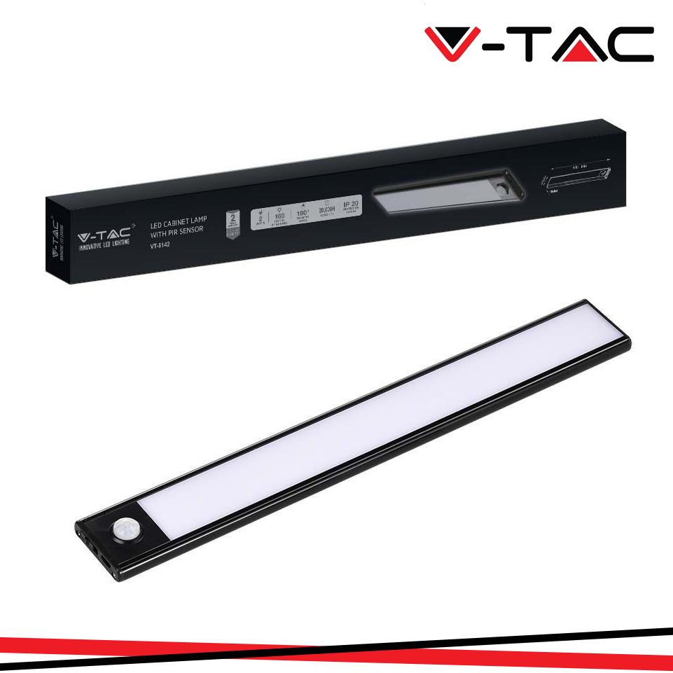 2.5W LED LAMPADA PER ARMADIO RICARICABILE CON CON SENSOREE CORPO NERO 4000K IP20
