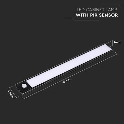 2.5W LED LAMPADA PER ARMADIO RICARICABILE CON CON SENSOREE CORPO NERO 4000K IP20
