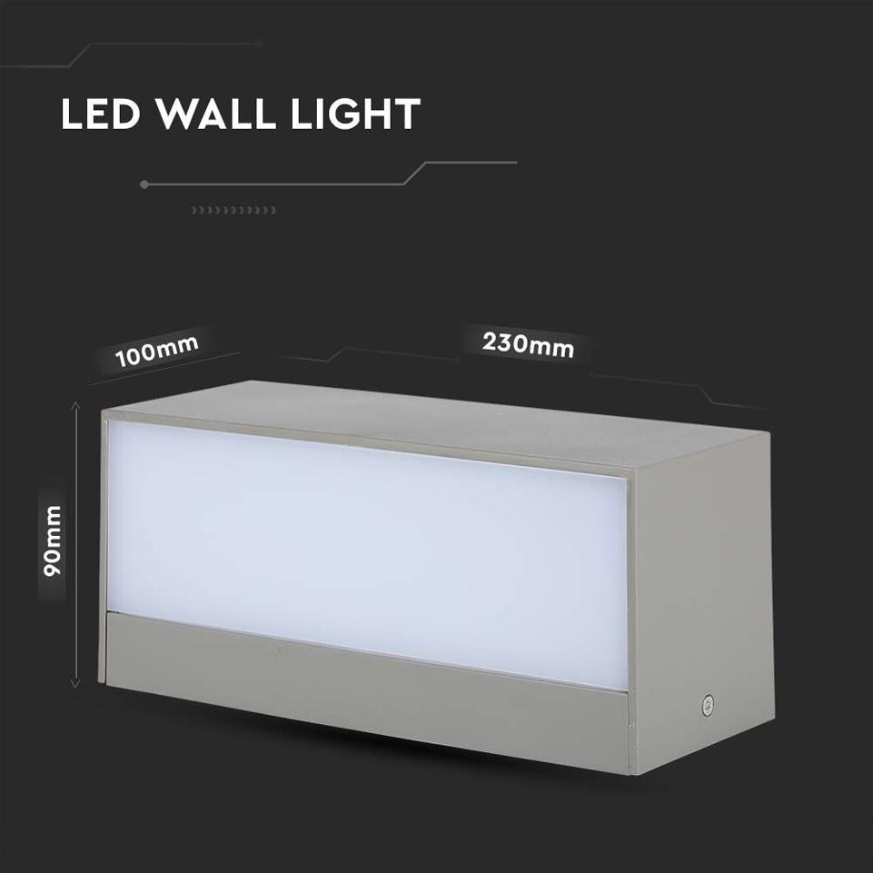 12W LED LAMPADA DA PARETE 3000K CORPO GRIGIO IP65