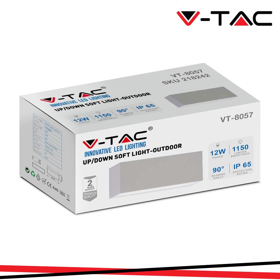 12W LED LAMPADA DA PARETE 6500K CORPO GRIGIO IP65