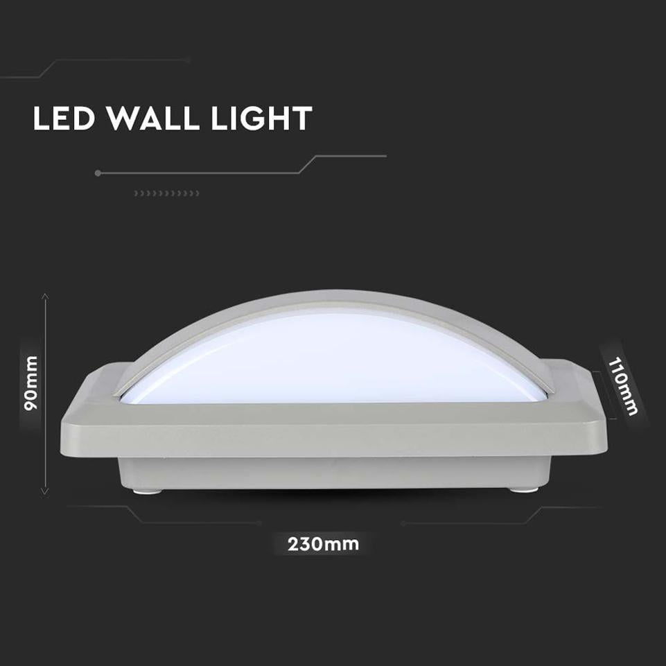 12W LAMPADA LED DA MURO 3000K CORPO GRIGIO IP65