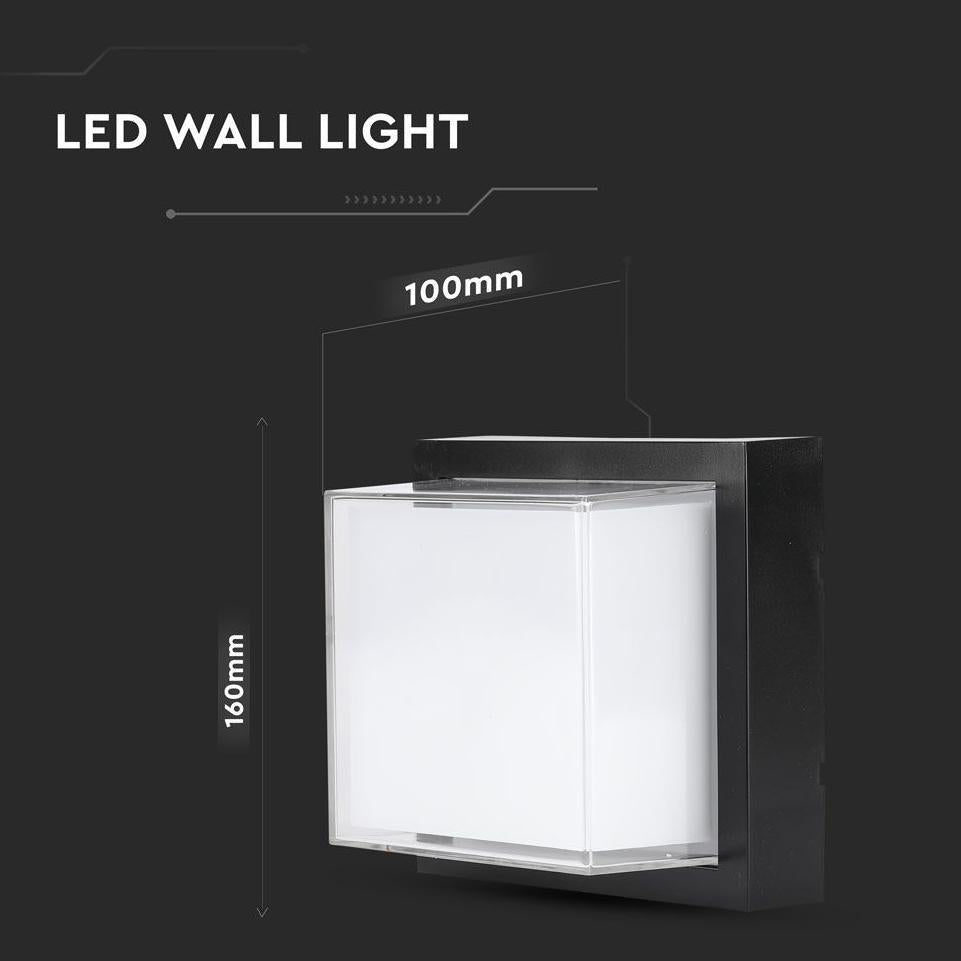12W LED LAMPADA DA PARETE BLACK QUADRATA 3000K