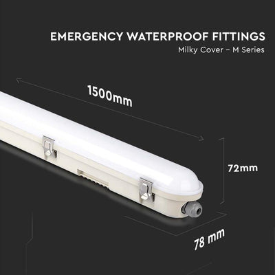 LED PLAFONIERA IMPERMEABILE SAMSUNG CHIP M-SERIES 1500MM 48W 6500K EMERGENCY KIT PC/PC SS CLIP 120LM/W