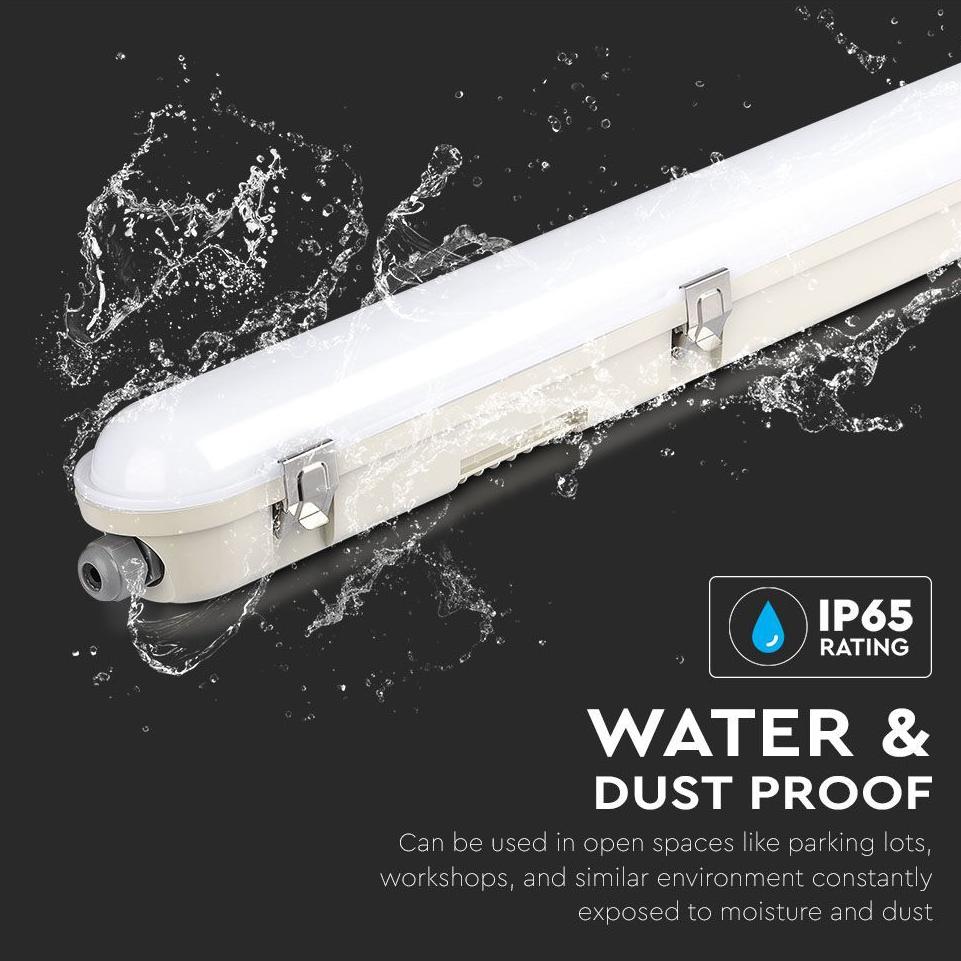 LED PLAFONIERA IMPERMEABILE SAMSUNG CHIP M-SERIES 1500MM 48W 6500K EMERGENCY KIT PC/PC SS CLIP 120LM/W