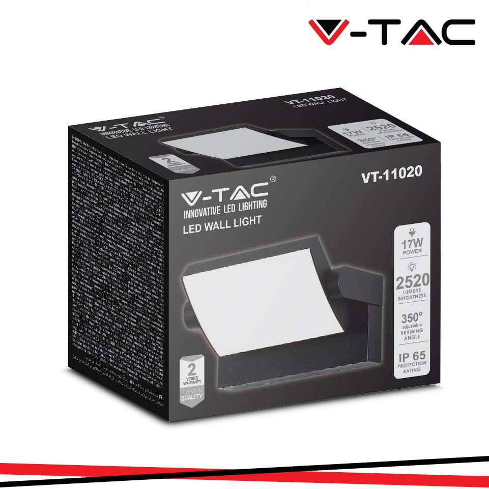 17W LAPADA LED DA MURO CORPO NERO 3000K IP65