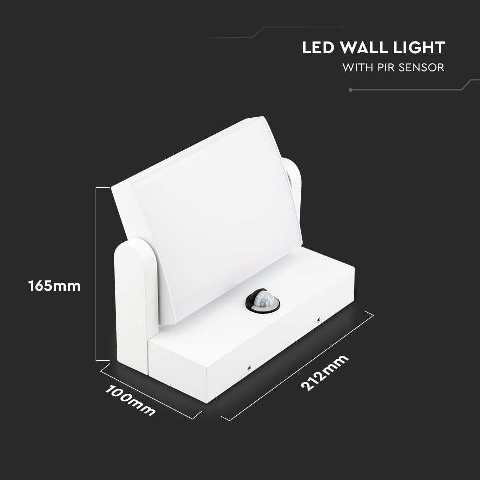 17W LAPADA LED DA MURO SENSOR CORPO BIANCO 3000K IP65