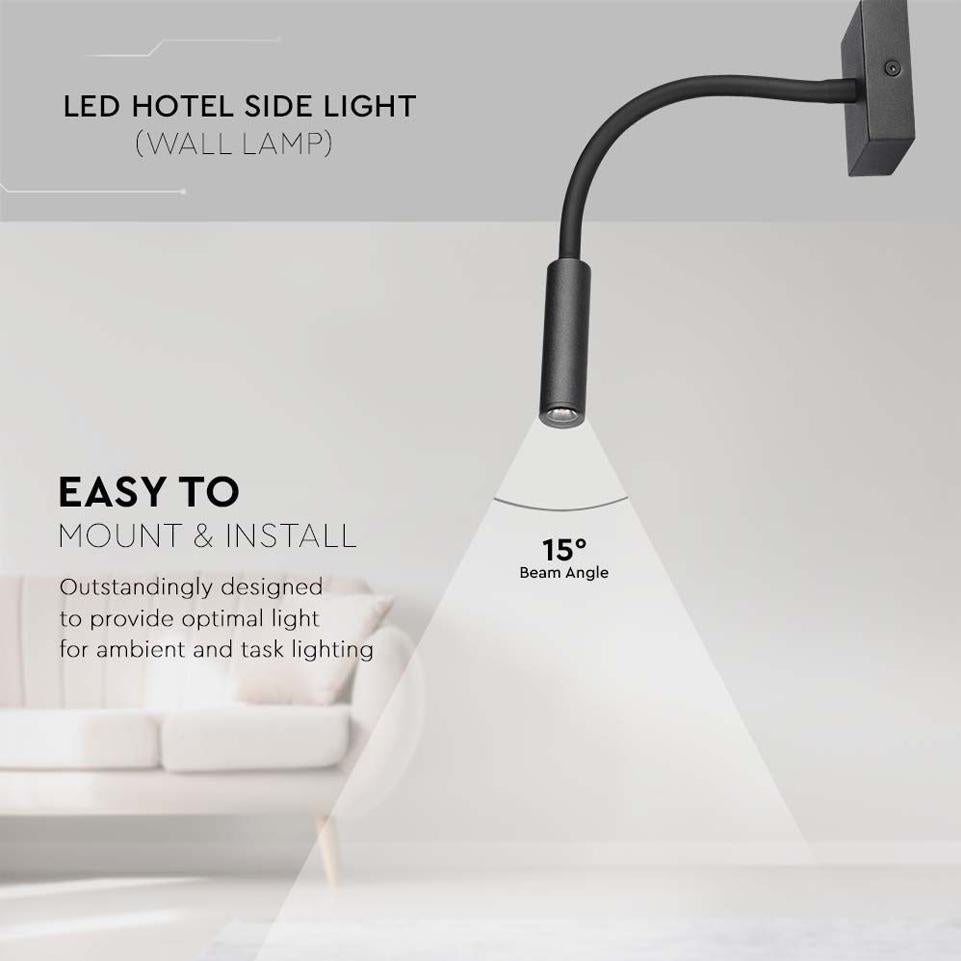 3W LED LAMPADA DA COMODINO NERA3000K