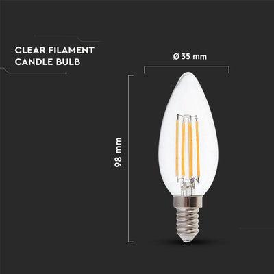 LED LAMPADINA 6W FILAMENTO E14 CLEAR COVER CANDELA 6000K 130LM/W