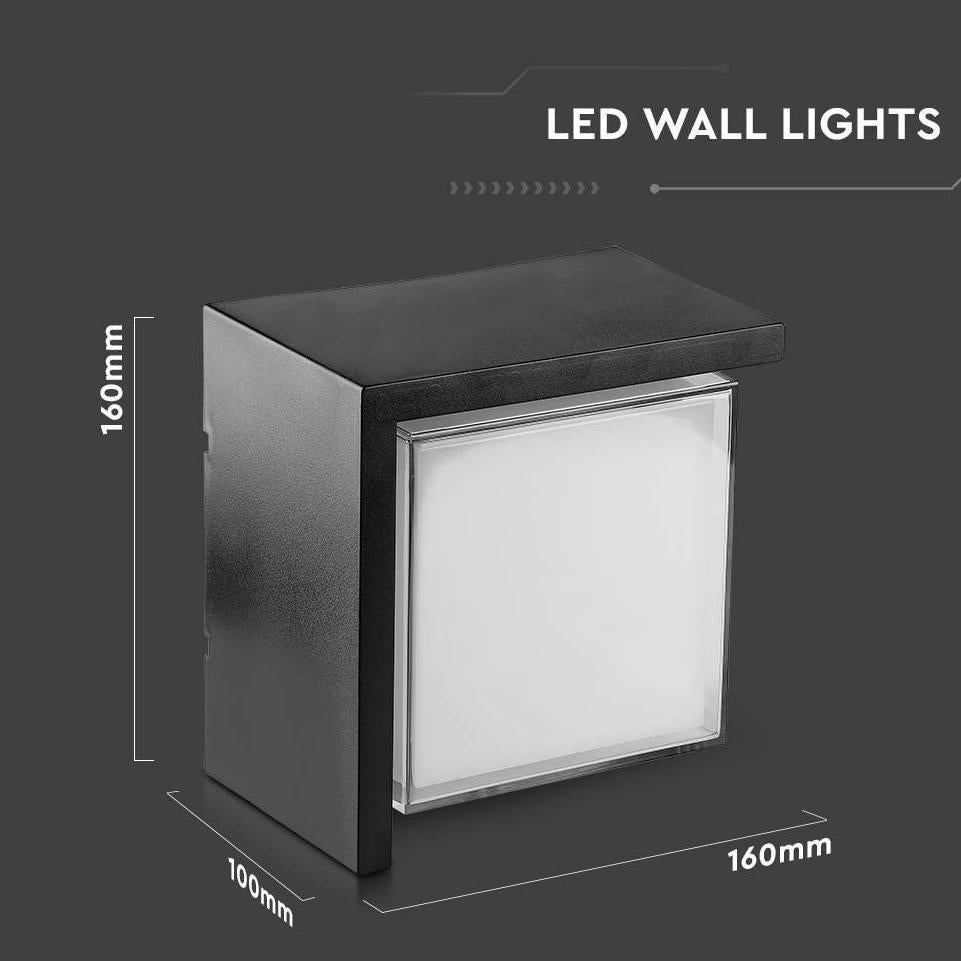 12W LAPADA LED DA MURO SAMI-FRAME NERA QUADRATA IP65 3000K