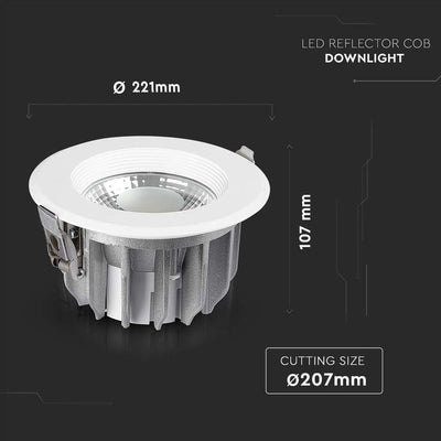 40W FARETTO LED DA INCASSO  A++ CORPO ROTONDO 6000K