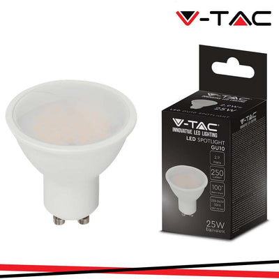 LED LAMPADINA 2.9W GU10 SMD WHITE PLASTICA MILKY COVER 3000K