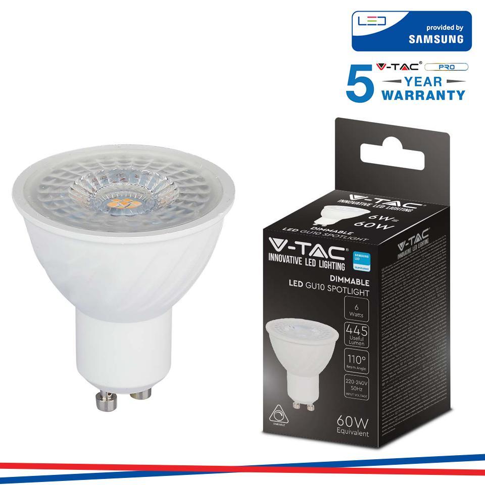 LED FARETTO SAMSUNG CHIP GU10 6W   RIPPLE PLASTICA 38   DIMMERABILE 3000K
