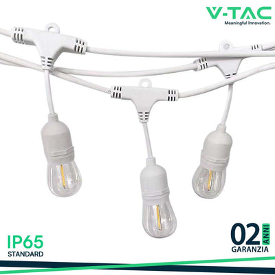 STRINGA LED CON SPINA EURO E PRESA WP E27 IP44 CORPO BIANCO