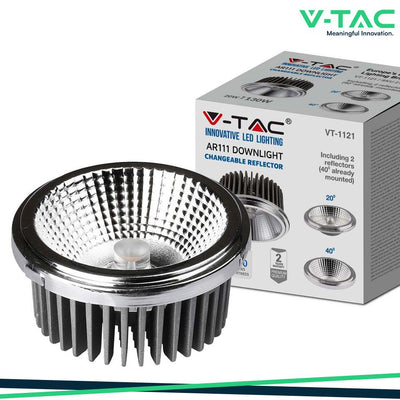 LED LAMPADINA AR111 20W RIFLETTORE INTERCAMBIABILE 40 D/20 D SILVER 3000K