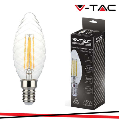 LED LAMPADINA 4W FILAMENTO E14 TWIST CANDELA DIMMERABILE 3000K