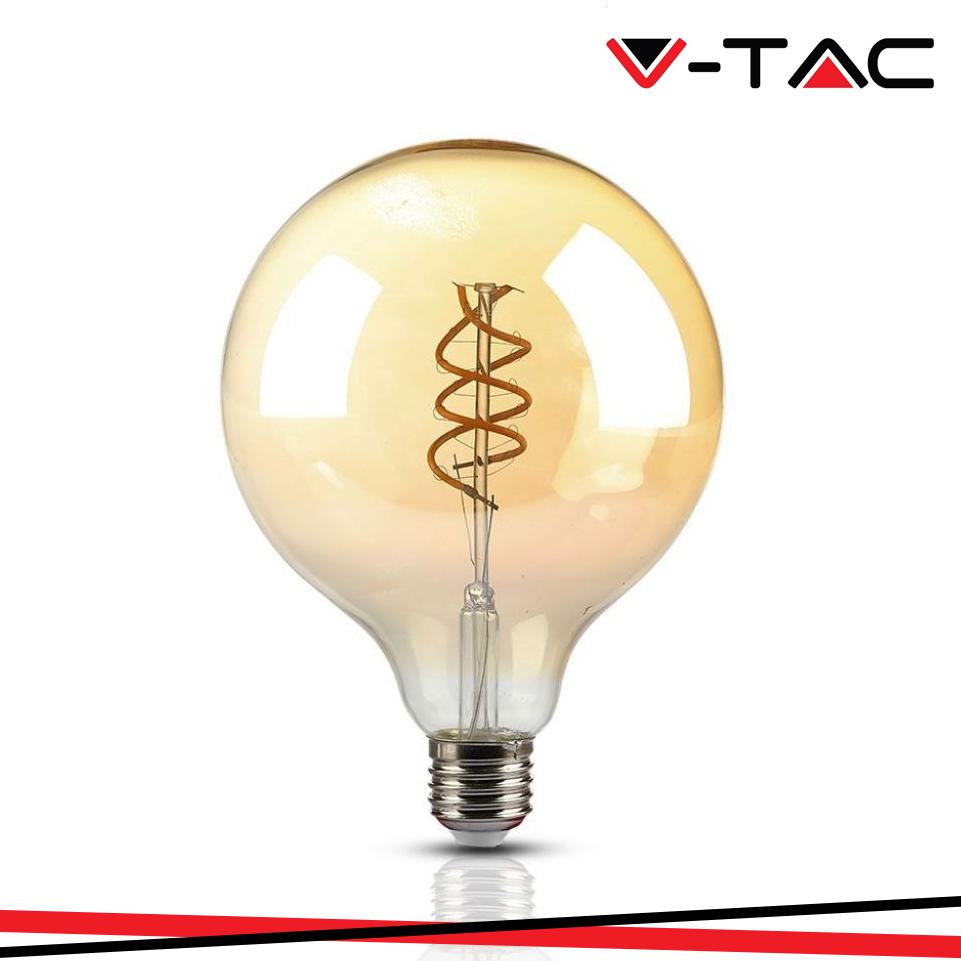 LED LAMPADINA 6W FILAMENTO E27 G125 AMBER GLASS 1800K