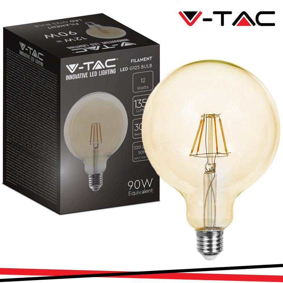 LED LAMPADINA 12.5W FILAMENTO E27 G125 AMBER COVER 2200K