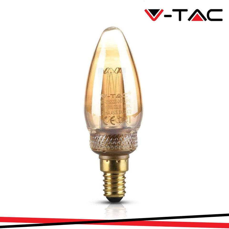 LED LAMPADINA 2W FILAMENTO E14 AMBER ART CANDELA 1800K