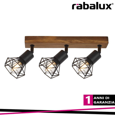 ZEUS IND SPOT 3XE14 BLACK OAK