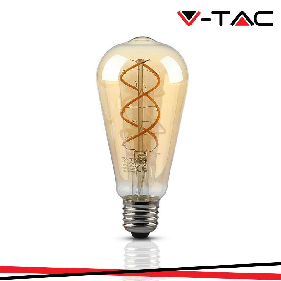 LED LAMPADINA 4.8W FILAMENTO E27 ST64 AMBER COVER CURVE SHAPE 1800K