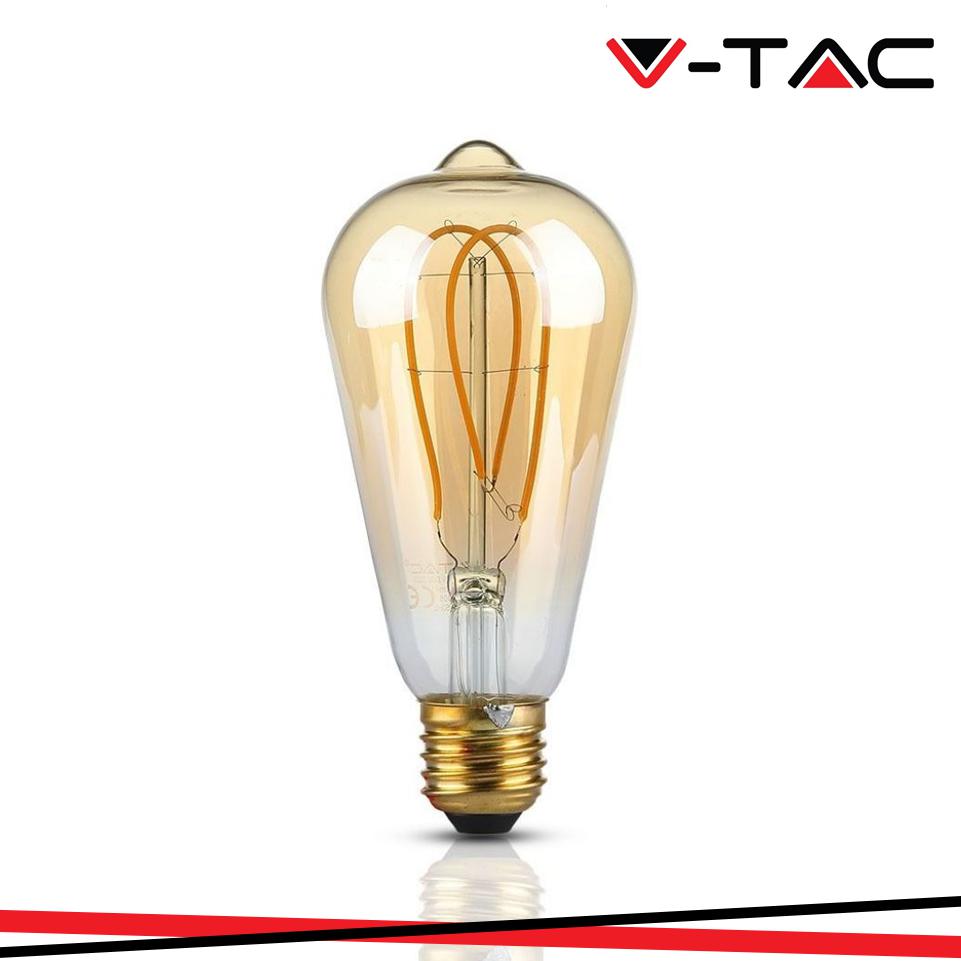 LED LAMPADINA 4.8W FILAMENTO E27 ST64 AMBER COVER LONG SHAPE 1800K