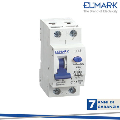 DISPOSITIVO COMBINATO ELETTROMAGNETICO DI CORRENTE RESIDUA JEL5 2P 40A/300MA