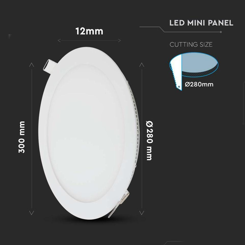24W LED MINI PANNELLO MONTAGGIO AD INCASSO ROTONDO 3000K