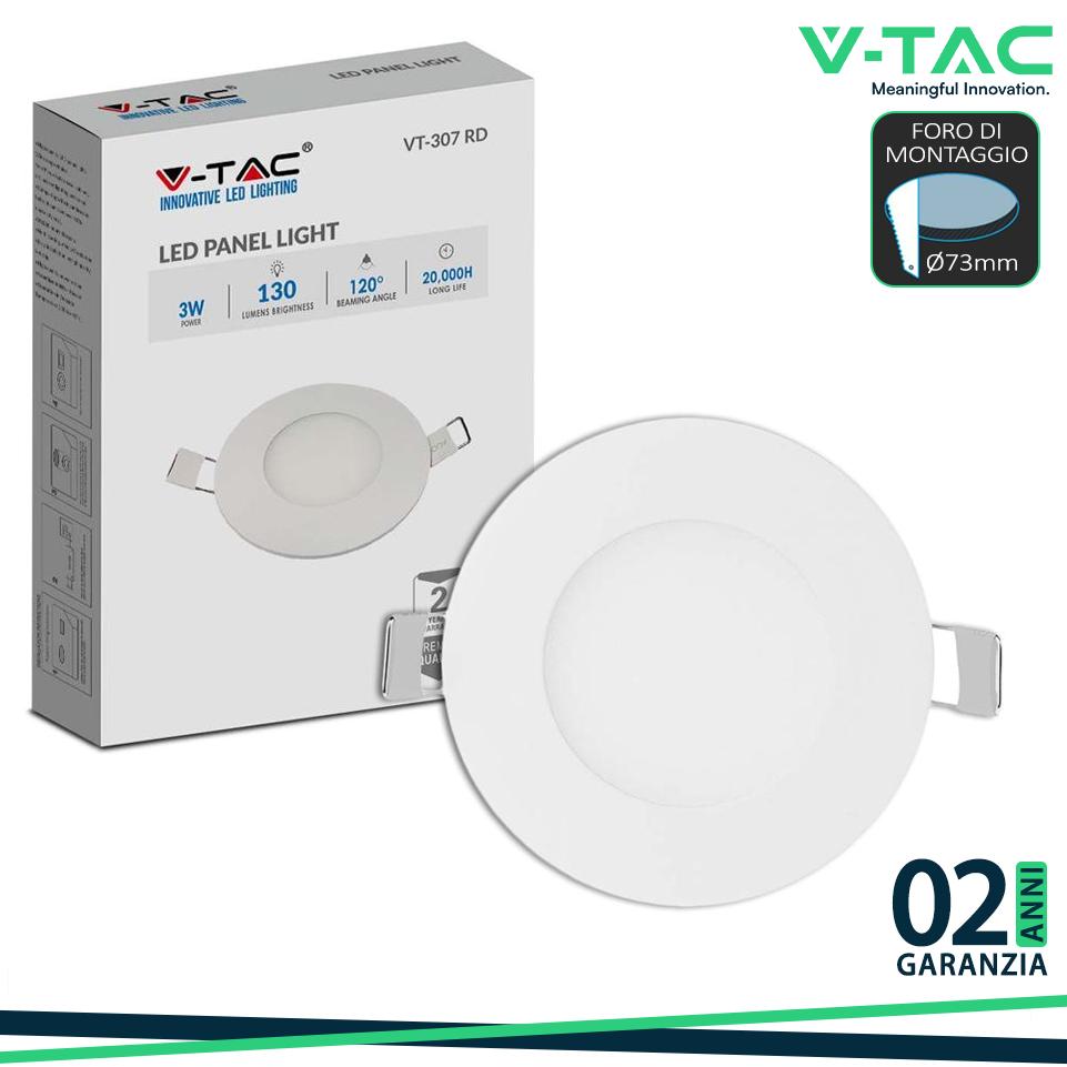3W LED MINI PANNELLO MONTAGGIO AD INCASSO ROTONDO 3000K