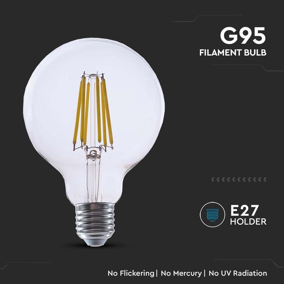 LED LAMPADINA 4W FILAMENTO E27 G95 CLEAR COVER 3000K