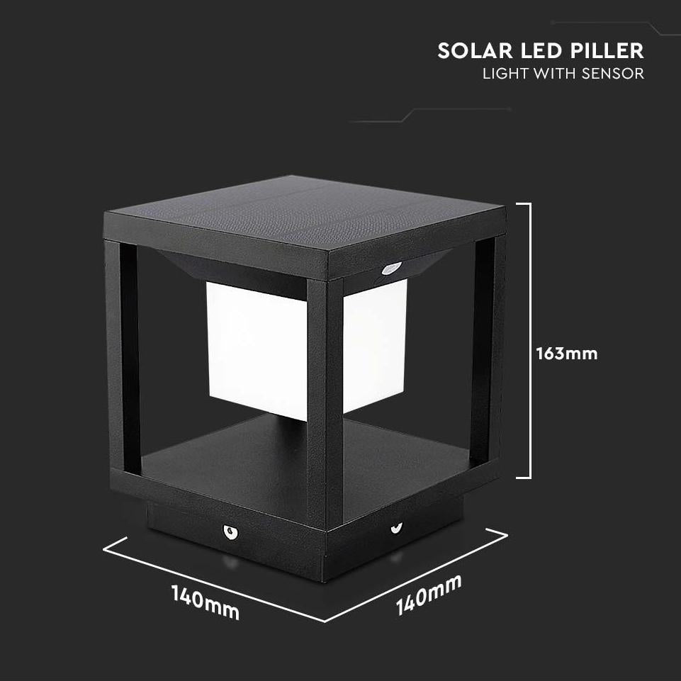 LAMPADA SOLARE LED DA TERRA 2W QUADRATA CON SENSORE DI MOVIMENTO COLORE NERO 3000K IP65