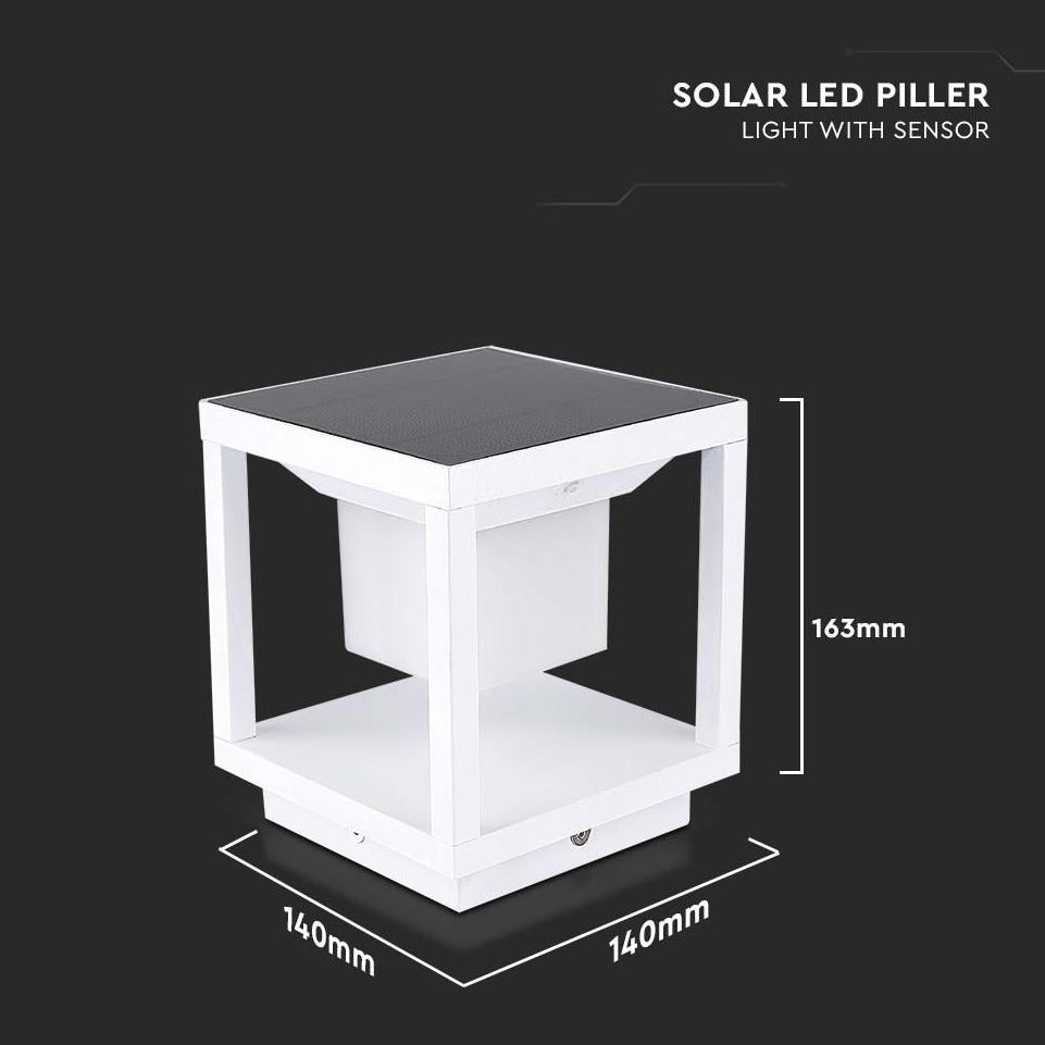 LAMPADA SOLARE LED DA TERRA 2W QUADRATA CON SENSORE DI MOVIMENTO COLORE BIANCO 3000K IP65