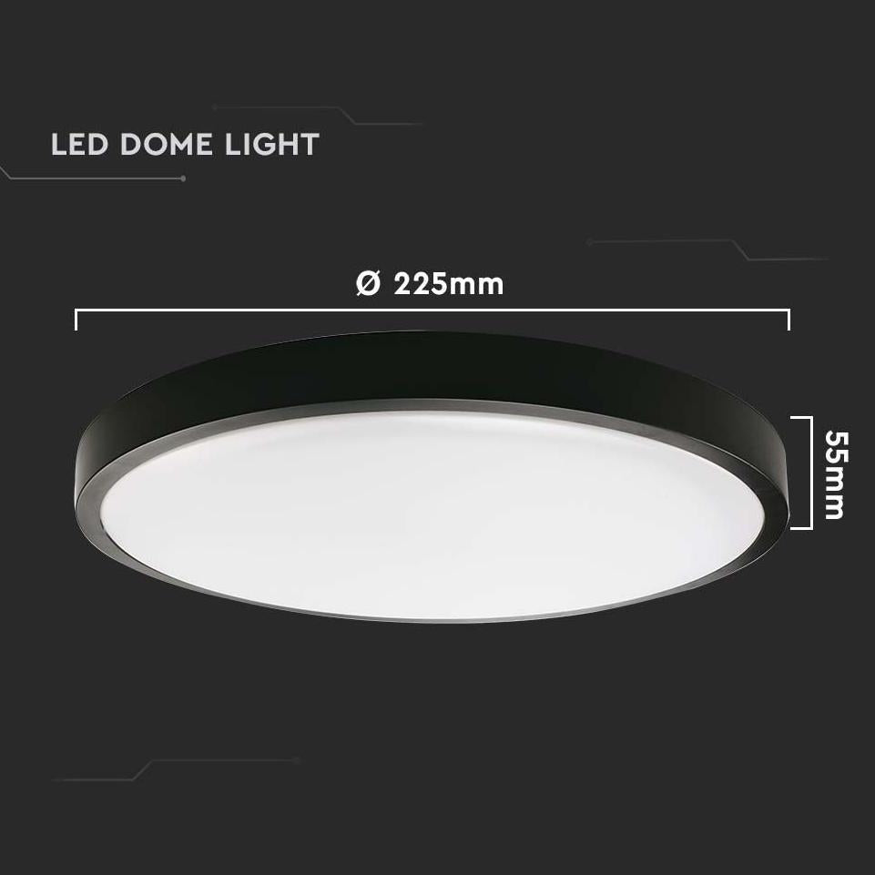 18W LED PLAFONIERA  ROTONDA COLORE NERO 3000K IP44