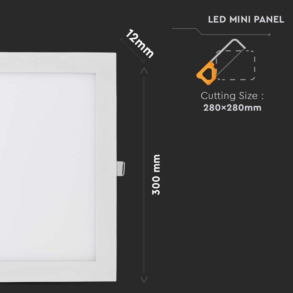 24W LED MINI PANNELLO MONTAGGIO AD INCASSO QUADRATO 3000K