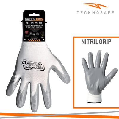 GUANTI SINTETICO MIS.8 NITRILE DORSO AREATO BIANCO CAV.