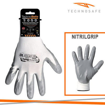 GUANTI SINTETICO MIS.8 NITRILE DORSO AREATO BIANCO CAV.