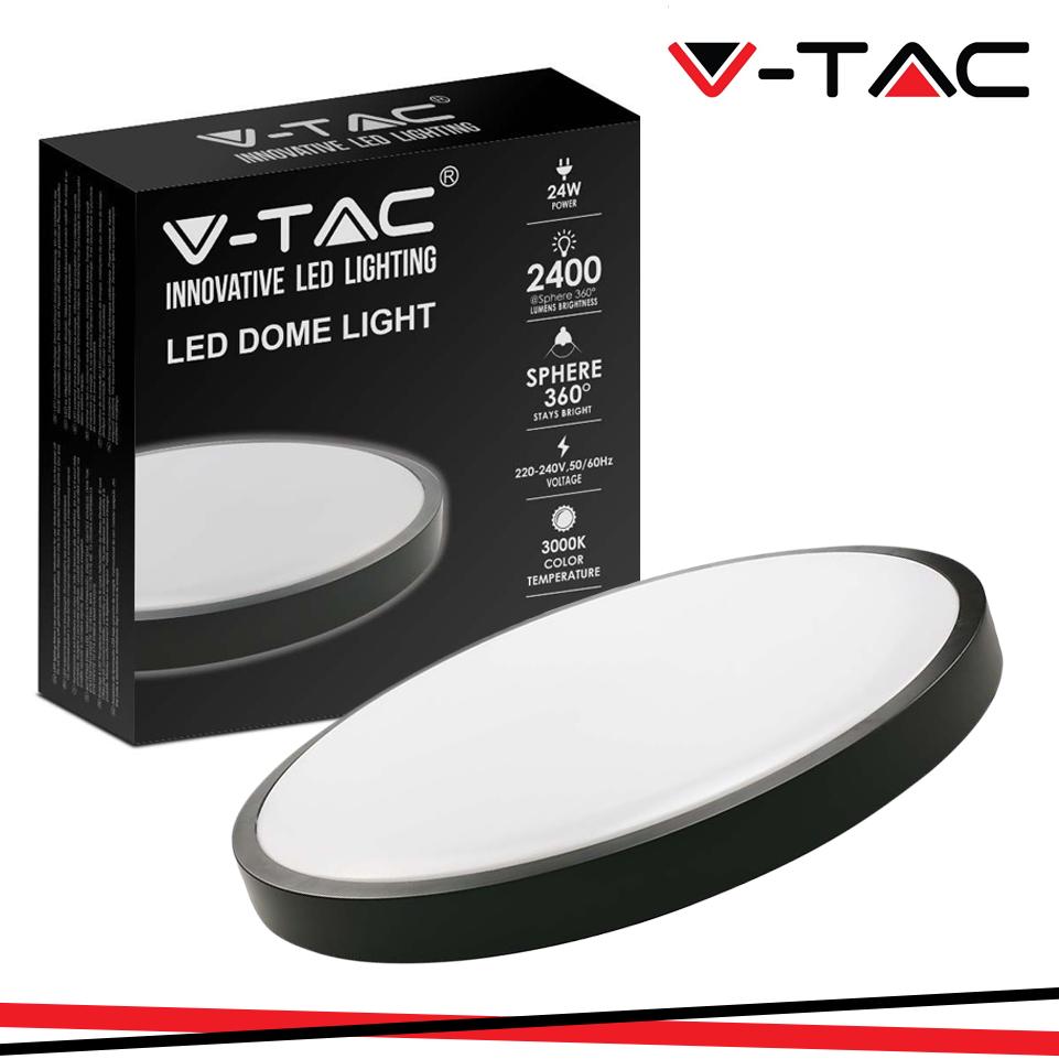 24W LED DOME LIGHT ROTONDO CORNICE NERA 3000K IP44