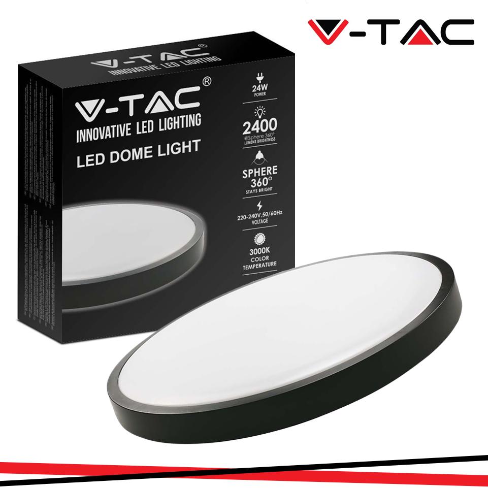 24W LED DOME LIGHT ROTONDO CORNICE NERA 6500K IP44