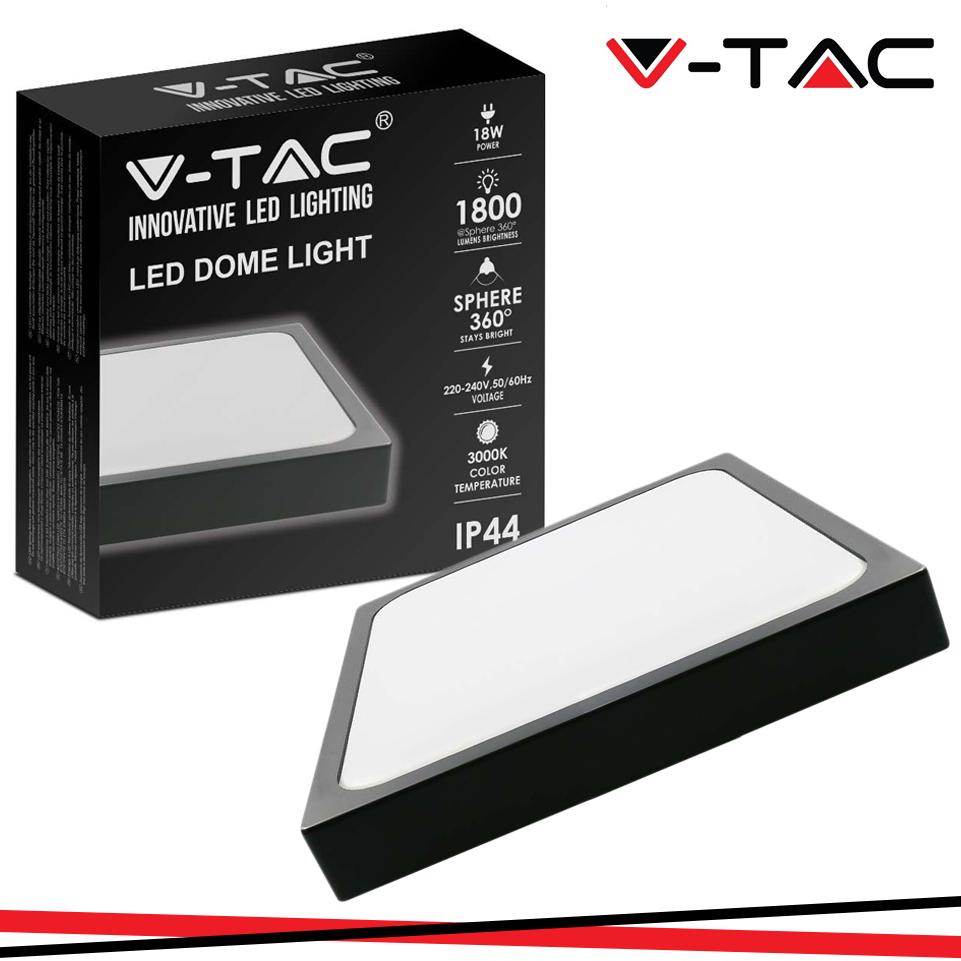 18W LED DOME LIGHT QUADRATO CORNICE NERA 4000K IP44