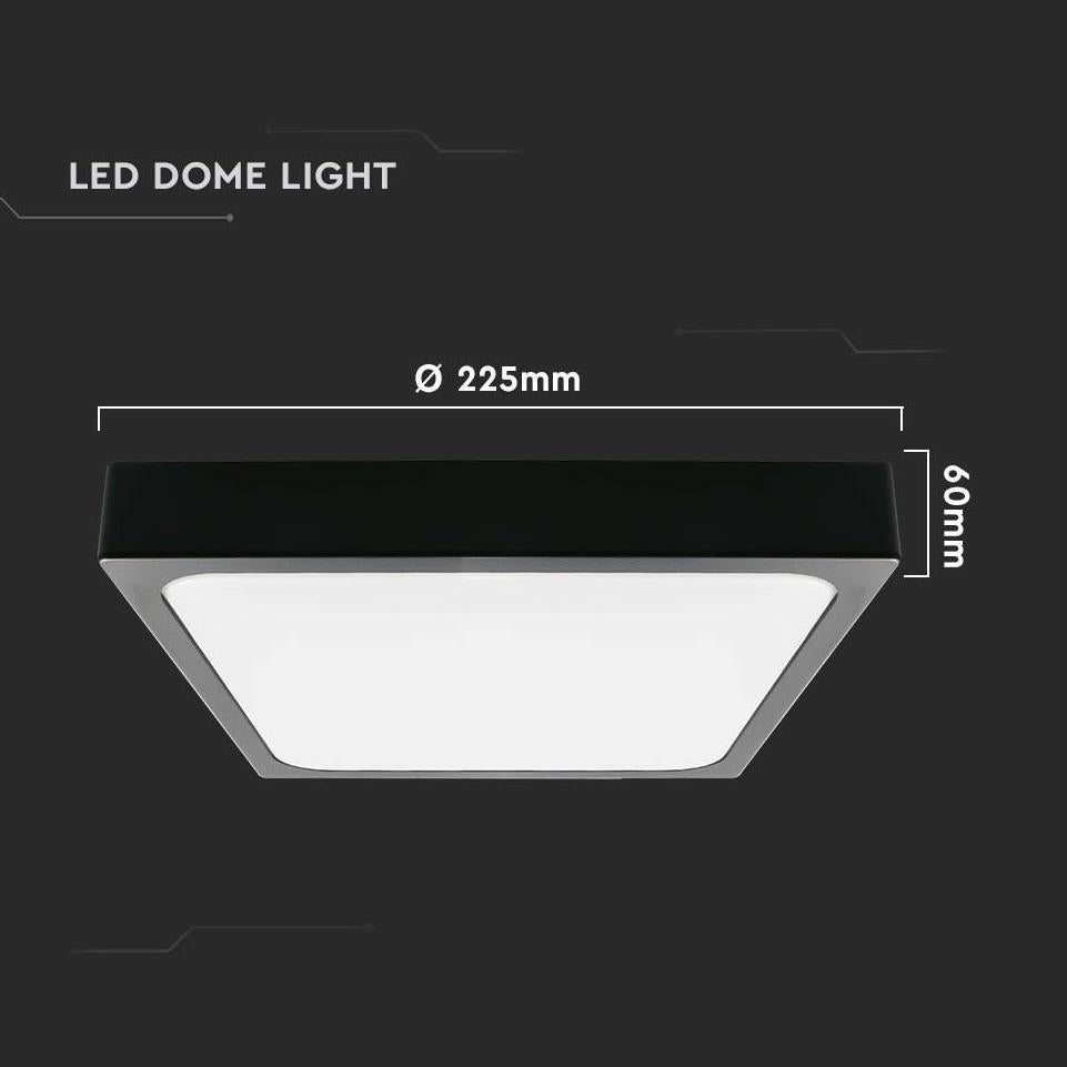 18W LED DOME LIGHT QUADRATO CORNICE NERA 4000K IP44